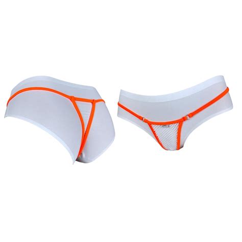 SS Shbikini Sexy Hot Mini Micro Open Crotch String Sexy Open Thong White Orange