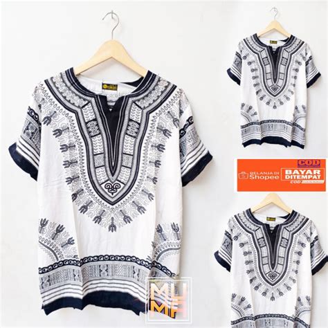 Jual Terbaru Baju Dashiki Hitam Putih Baju Etnik Baju Santai