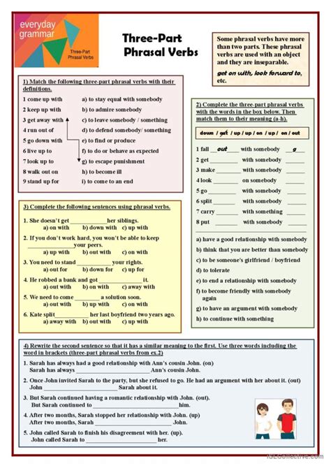 Three Part Phrasal Verbs General Gra English ESL Worksheets Pdf Doc