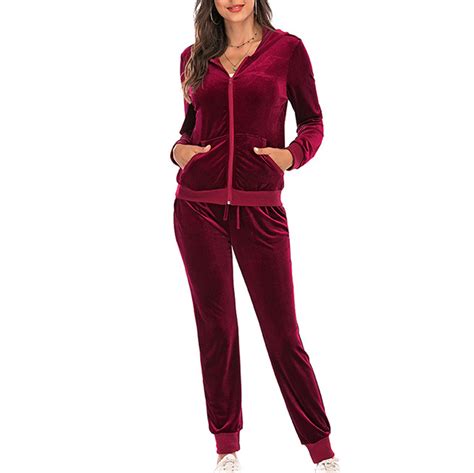 Posijego Velvet Tracksuit For Women 2 Piece Sweatsuit Outfit Velour