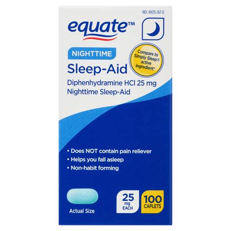 Equate Diphenhydramine Hcl Caplets For Nighttime Sleep Support Mg