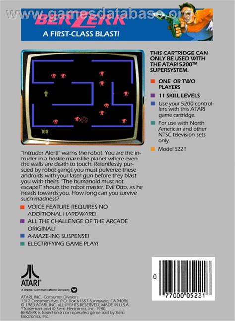 Berzerk Atari Artwork Box Back