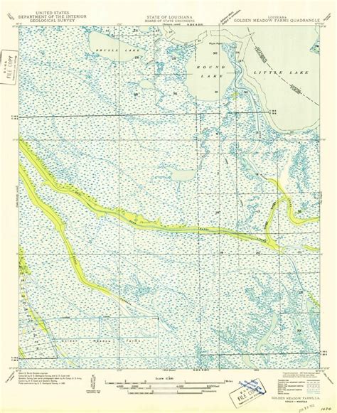 1950 Golden Meadow Farms LA Louisiana USGS Topographic Map