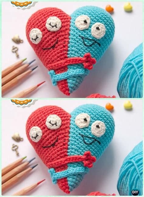 Crochet Double Heart Amigurumi Pattern Crochet Heart Free Patterns