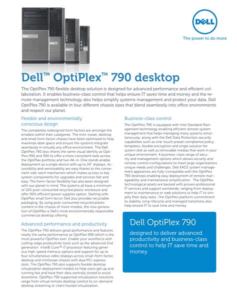 Dell™ Optiplex™ 790 Desktop the Optiplex 790 Flexible Desktop Solution ...