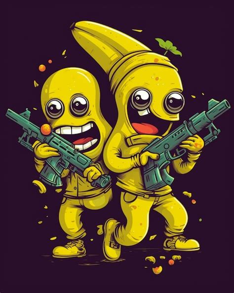 Premium Ai Image A Cartoon Of Two Bananas Holding Guns That Saybanana