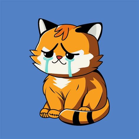 Premium Vector | Cute cat crying cartoon sticker vector illustration