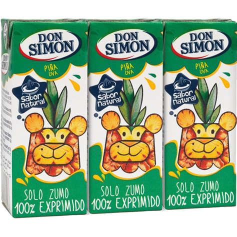 Comprar Zumo de piña y uva 100 exprimido pack 3 briks 200 ml DON