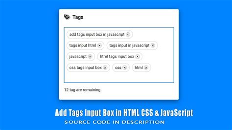 Create Add Tags Input Box In HTML CSS JavaScript Tags Input In