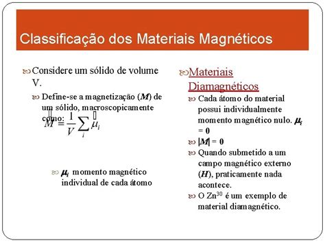 Materiais E Medidas Magnticas Classificao Dos Materiais Magnticos