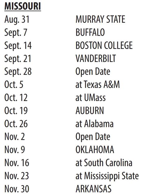 2024 Missouri Football Schedule Sports Brackets