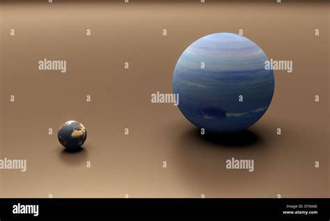 A Rendered Size Comparison Sheet Between The Planets Earth And Neptune