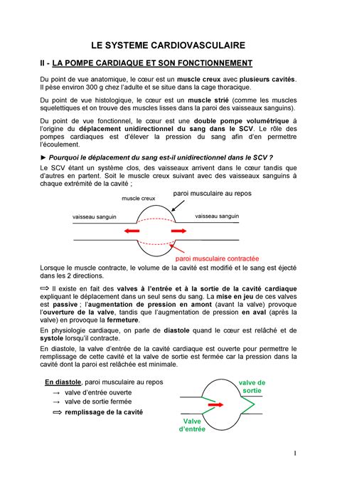 CM2 de la cellules à l organismes physiologie cardiovasculaire LE