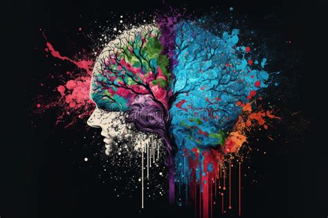 A Genius Human Brain Abstract Painting Art with Creative Watercolor ...