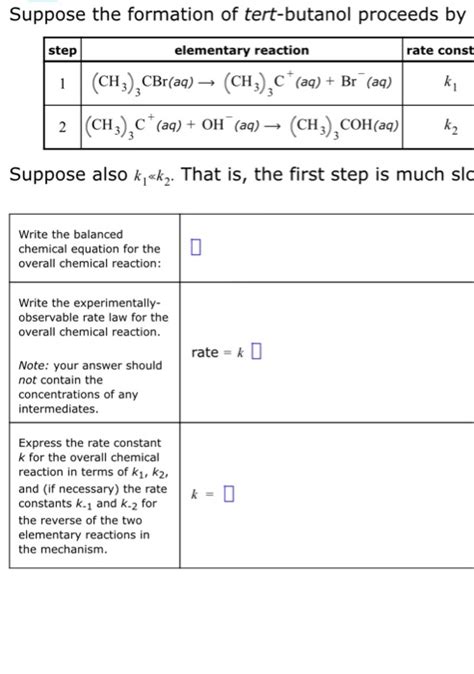 Solved Suppose The Formation Of Tert Butanol Proceeds By Chegg