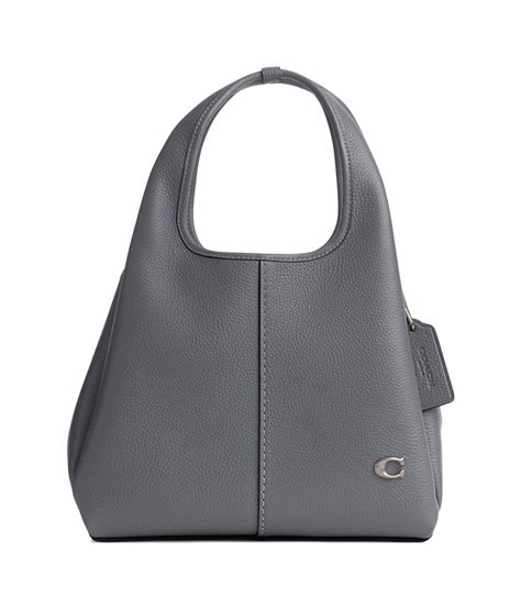 COACH Polished Pebble Leather Lana Shoulder Bag 23 in Gray | Lyst