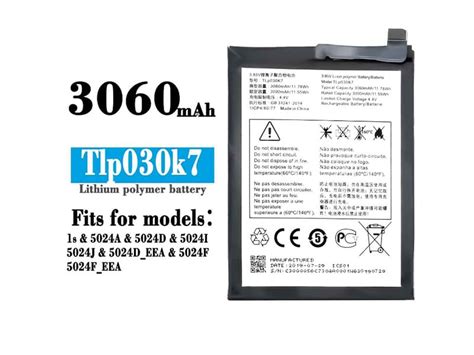 Alcatel Cell Phone Battery TLP030K7 3060MAH 11 78WH 3 85V For Alcatel