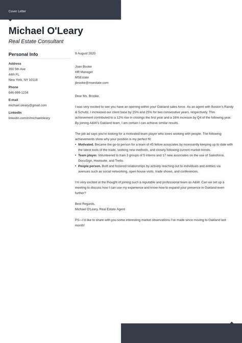 Real Estate Cover Letter Example Template Modern Cover Letter Example