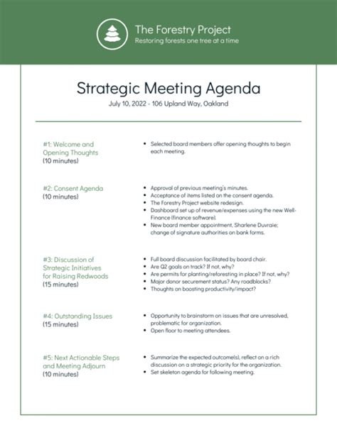 Board Of Directors Meeting Agenda Template