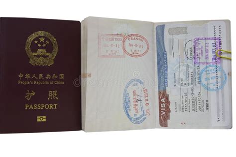 Korea VISA and China Passport Stock Photo - Image of administration ...