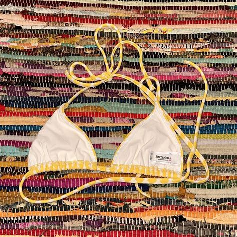 LEMLEM Yellow White Bikini Top DEPOP Depop