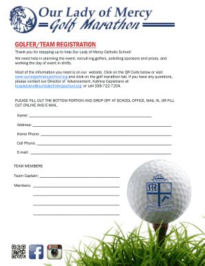 Fillable Online GOLFER TEAM REGISTRATION Ourladyofmercyschool Org Fax