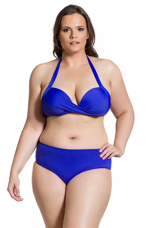 Plus Size Cobalt Blue Bikini With Underwired Balconette Top Classic