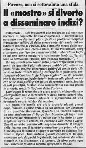 Mostro Di Firenze Monster Of Florence Ottobre Stampa La