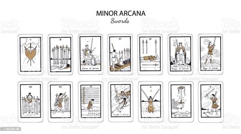 Ilustración De Espadas De Arcanos Menores Juego De Cartas Del Tarot