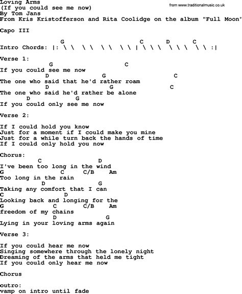 Kris Kristofferson Song Loving Arms Lyrics And Chords Acordes De