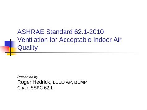 Pdf Ashrae Standard 621 2010 Ventilation For Acceptable Indoor Air