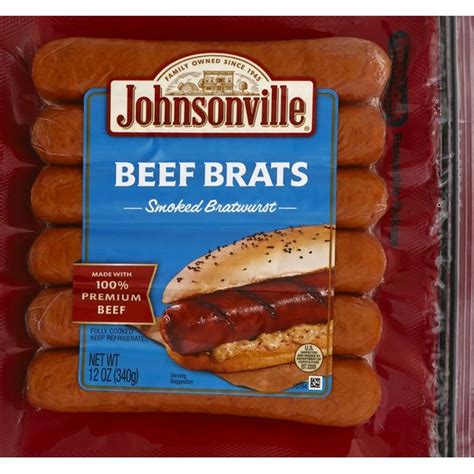 Johnsonville Bratwurst, Beef Brats, Smoked (12 oz) - Instacart