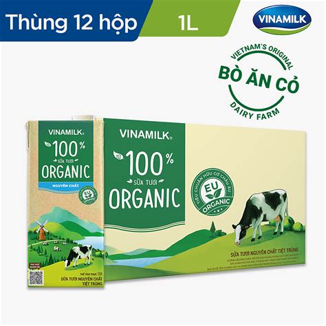 SỮA TƯƠI TIỆT TRÙNG VINAMILK 100 ORGANIC KHÔNG ĐƯỜNG HỘP GIẤY 1L