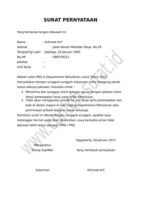 Tebaik Contoh Surat Pernyataan Yang Benar Dan Baik 49 Bagi Inspirasi