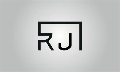 Letter RJ logo design. RJ logo with square shape in black colors vector ...