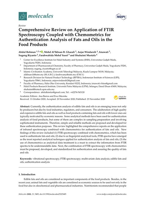 PDF Comprehensive Review On Application Of FTIR Spectroscopy Coupled