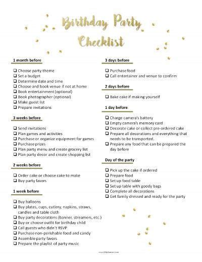 20 Birthday Party Planner Template