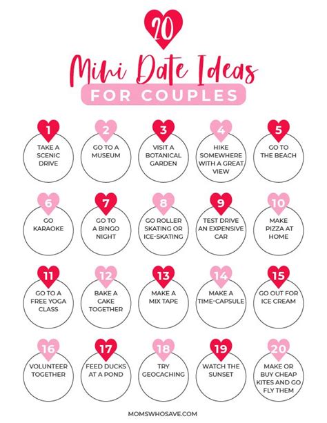 30 Mini Date Night Ideas For Married Couples A Free Printable Date