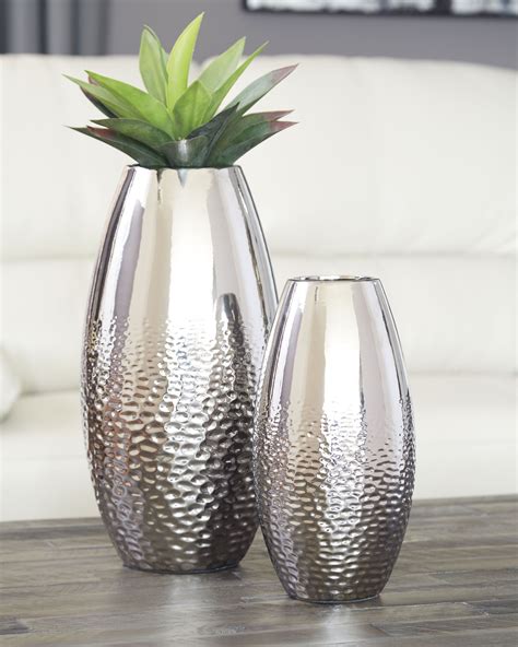 Dinesh Vase Lot De 2 Finition Argent Vase En Céramique Vases