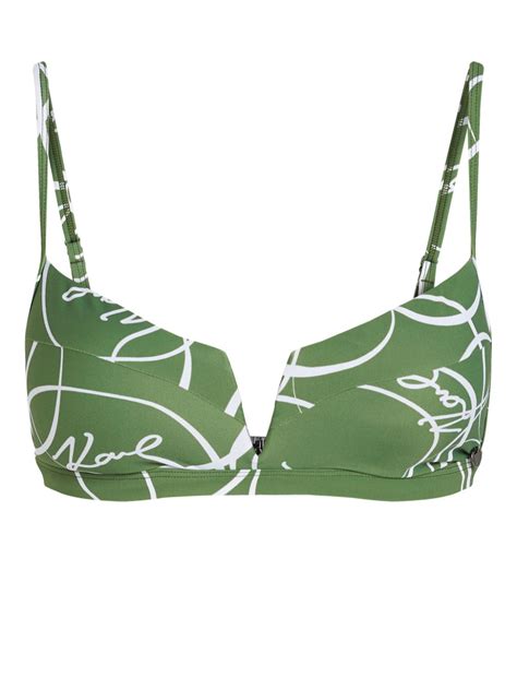 Karl Lagerfeld Circle Print V Wire Bikini Top Green FARFETCH