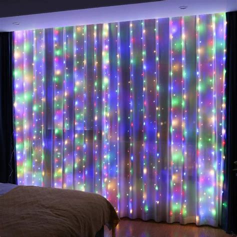 HXWEIYE 300LED Multicolor Fairy Curtain Lights With Remote 8 Modes