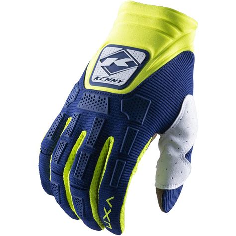 Gants Cross TITANIUM KENNY Bleu Jaune Fluo Blanc MOTO AXXE FR Gants