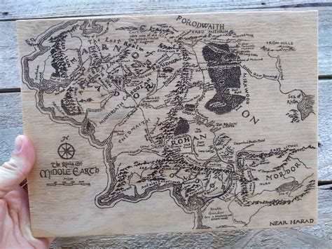 Hand Wood Burned Map Of Middle Earth From Lord Of The Rings Etsy