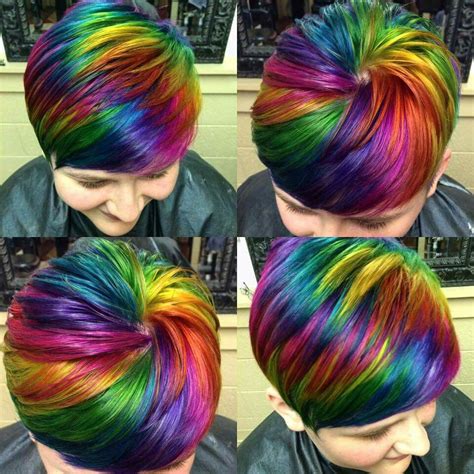 Spiral Rainbow Ursula Goff Cool Hair Color Short Rainbow Hair