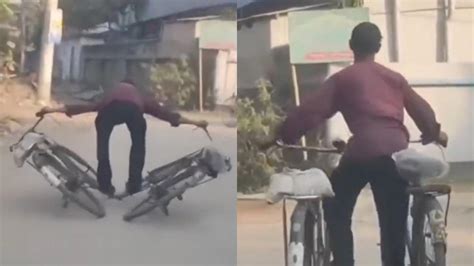 Two Cycles And One Man But Showed Amazing Stunt Viral Video On Social