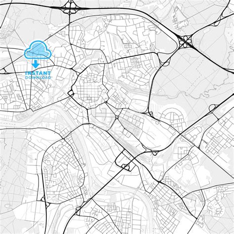 Nice bright vector map of Hanau, Hesse, Germany with fine structures ...