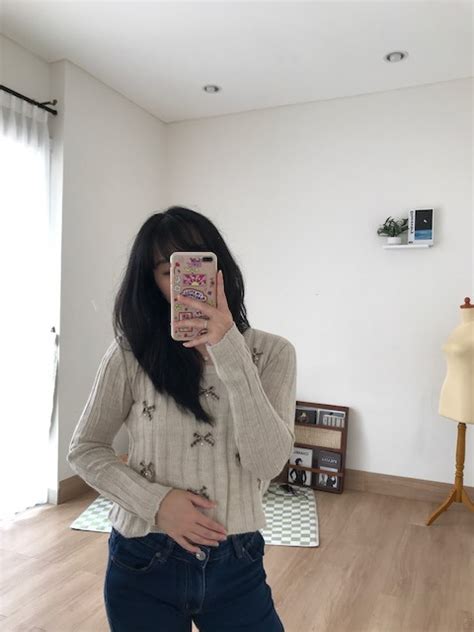 Korean Sweater Nude Cute Fesyen Wanita Pakaian Wanita Atasan Di