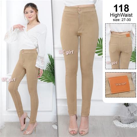 Jual Size Mc Girl Celana Jeans High Waist Polos Capuccino