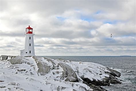 Atlantic Coast Of Canada Nova Scotia Peggys Cove Lighthouse In Winter World Of Lighthouses