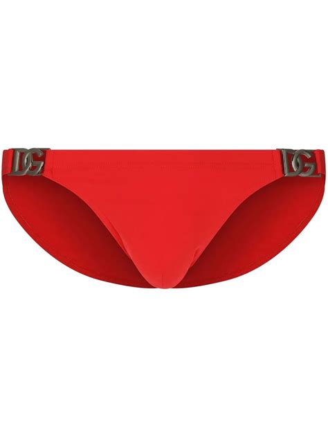 Dolce Gabbana Logo Tag Bikini Bottoms Red FARFETCH